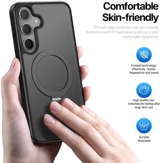 Dux Ducis Yind Samsung Galaxy S25 Hoesje 360° MagSafe / Qi2 Stand Zwart afbeelding 6