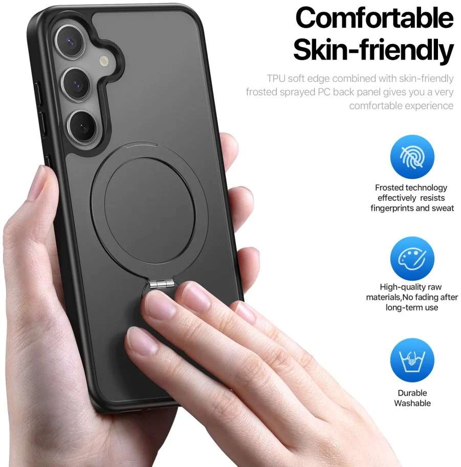 Dux Ducis Yind Samsung Galaxy S25 Plus Hoesje 360° MagSafe / Qi2 Stand Zwart afbeelding 6