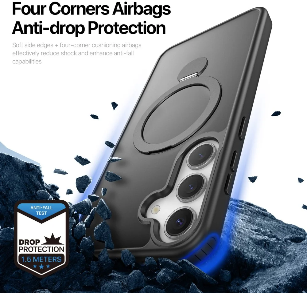 Dux Ducis Yind Samsung Galaxy S25 Plus Hoesje 360° MagSafe / Qi2 Stand Zwart afbeelding 4