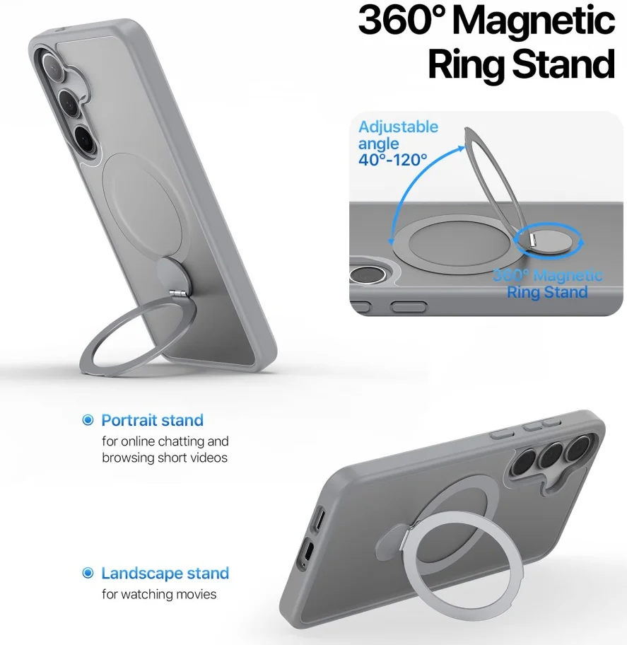 Dux Ducis Yind Samsung Galaxy S25 Plus Hoesje 360° MagSafe / Qi2 Stand Grijs afbeelding 3