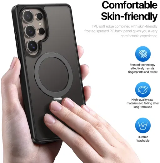 Dux Ducis Yind Samsung Galaxy S25 Ultra Hoesje 360° MagSafe / Qi2 Stand Zwart afbeelding 6