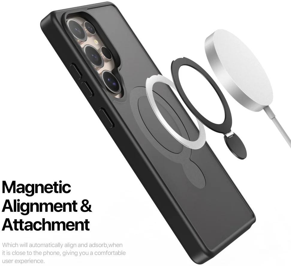 Dux Ducis Yind Samsung Galaxy S25 Ultra Hoesje 360° MagSafe / Qi2 Stand Zwart afbeelding 4