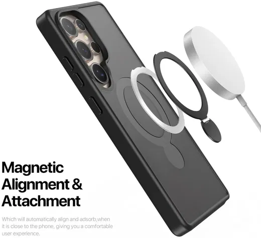 Dux Ducis Yind Samsung Galaxy S25 Ultra Hoesje 360° MagSafe / Qi2 Stand Zwart afbeelding 4