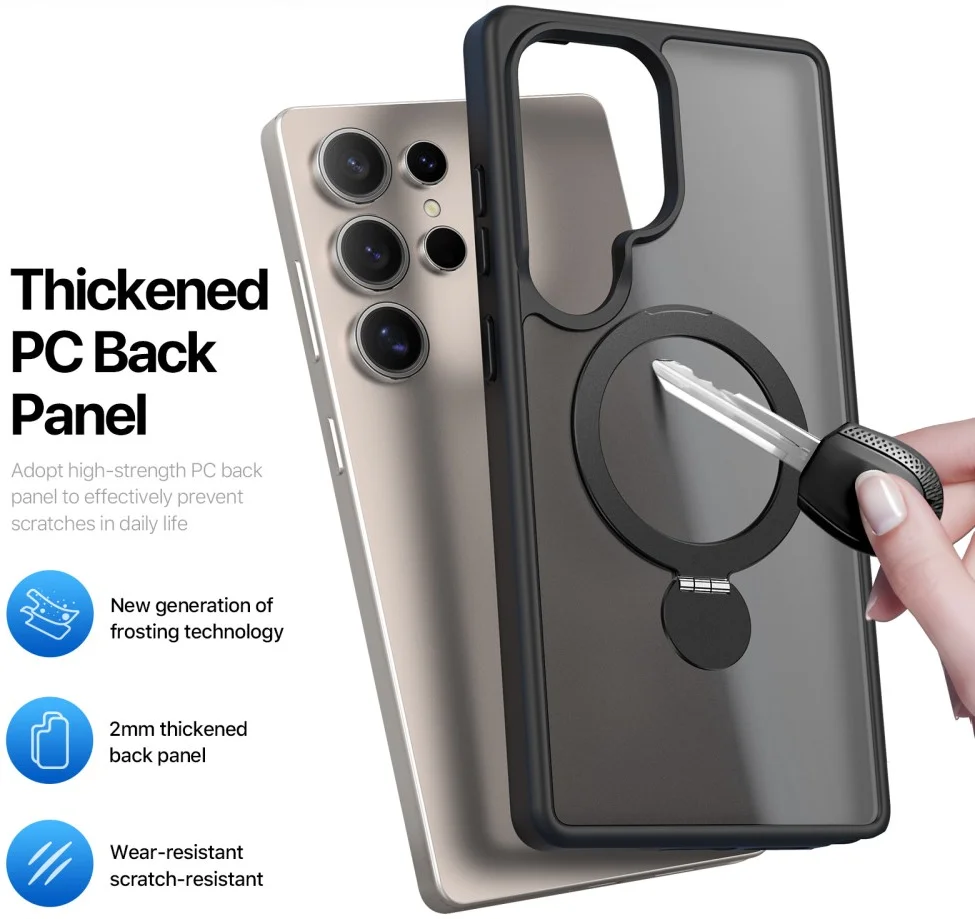 Dux Ducis Yind Samsung Galaxy S25 Ultra Hoesje 360° MagSafe / Qi2 Stand Zwart afbeelding 7