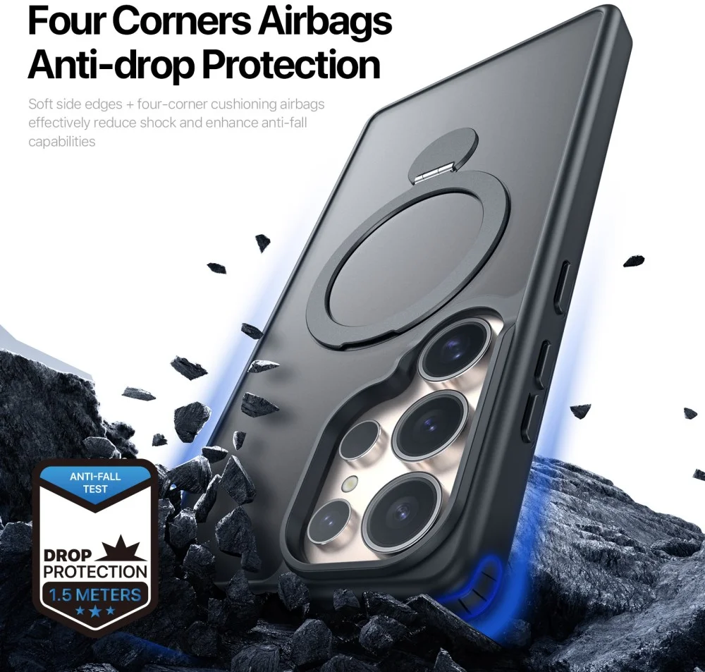 Dux Ducis Yind Samsung Galaxy S25 Ultra Hoesje 360° MagSafe / Qi2 Stand Zwart afbeelding 5