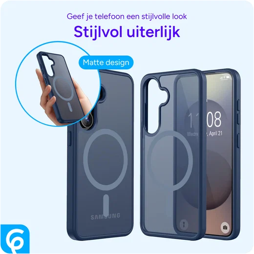 Samsung Galaxy S25 Hoesje met MagSafe / Qi2 Back Cover Matte Donkerblauw afbeelding 5
