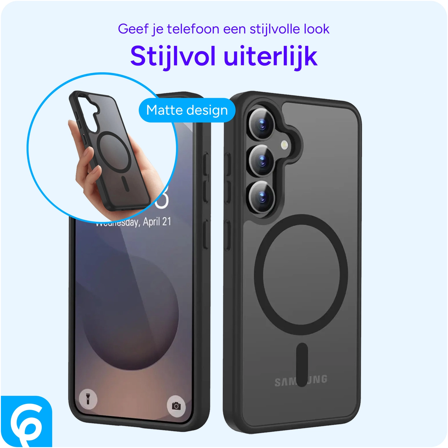 Samsung Galaxy S25 Hoesje met MagSafe / Qi2 Back Cover Matte Zwart afbeelding 2