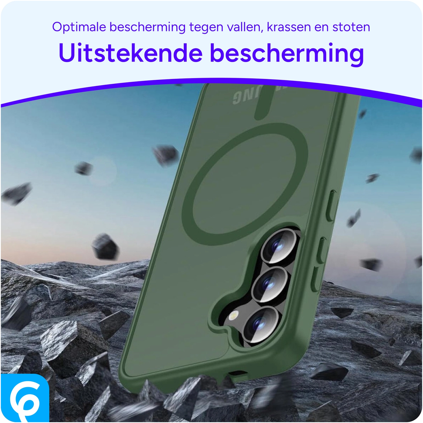 Samsung Galaxy S25 Hoesje met MagSafe / Qi2 Back Cover Matte Groen afbeelding 2