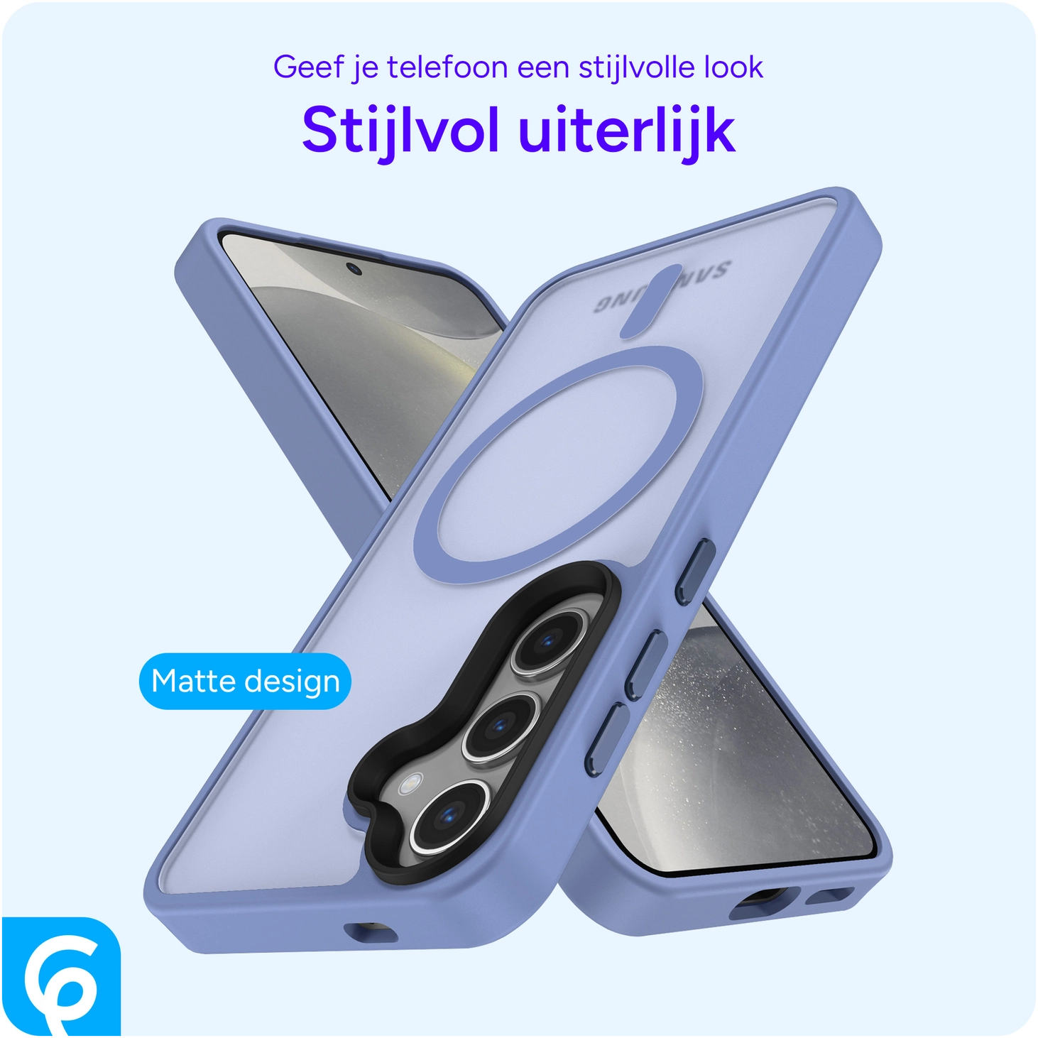 Samsung Galaxy S25 Hoesje met MagSafe / Qi2 Back Cover Matte Blauw afbeelding 2