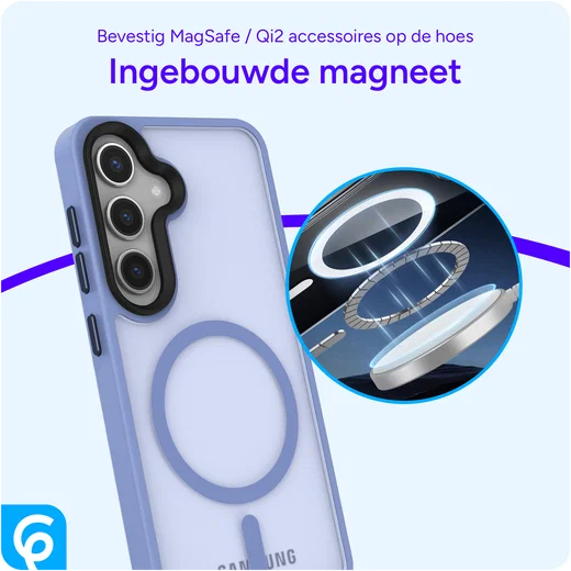 Samsung Galaxy S25 Hoesje met MagSafe / Qi2 Back Cover Matte Blauw afbeelding 4