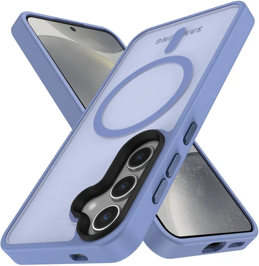 Samsung Galaxy S25 Hoesje met MagSafe / Qi2 Back Cover Matte Blauw afbeelding 11