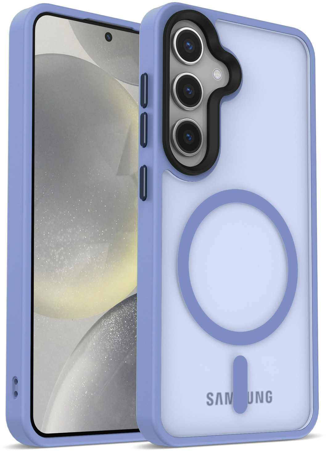 Samsung Galaxy S25 Hoesje met MagSafe / Qi2 Back Cover Matte Blauw afbeelding 14
