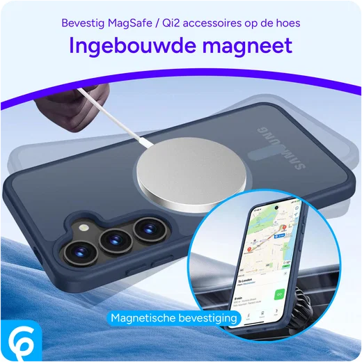 Samsung Galaxy S25 Plus Hoesje met MagSafe / Qi2 Back Cover Matte Donkerblauw afbeelding 8