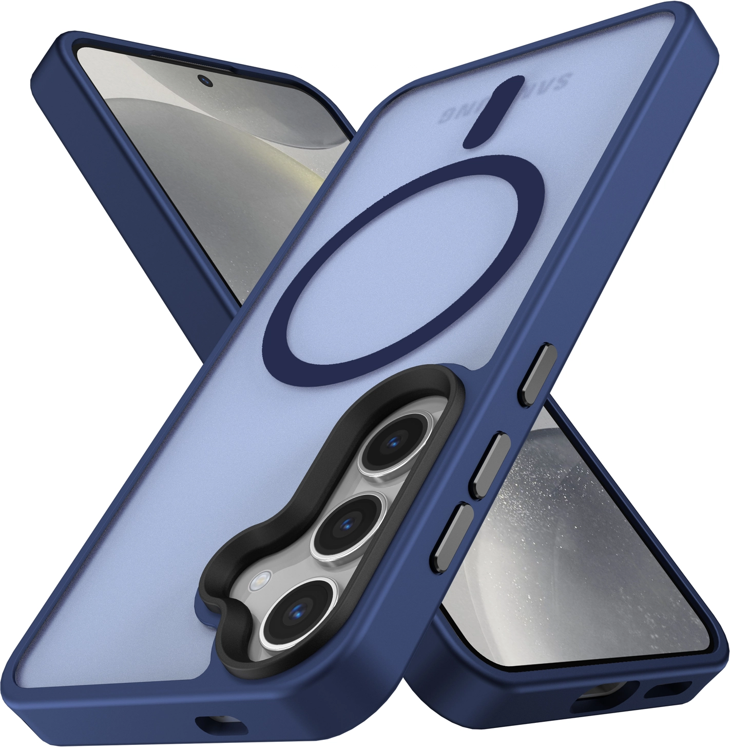 Samsung Galaxy S25 Plus Hoesje met MagSafe / Qi2 Back Cover Matte Donkerblauw afbeelding 11