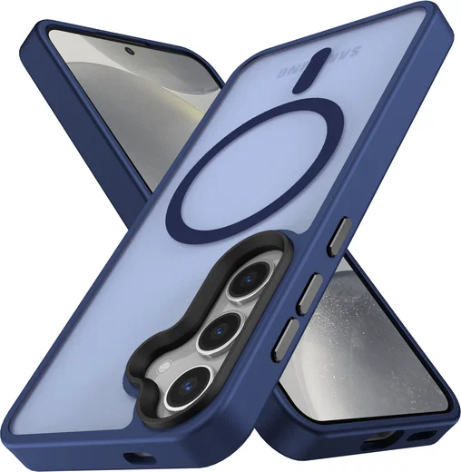 Samsung Galaxy S25 Plus Hoesje met MagSafe / Qi2 Back Cover Matte Donkerblauw afbeelding 11