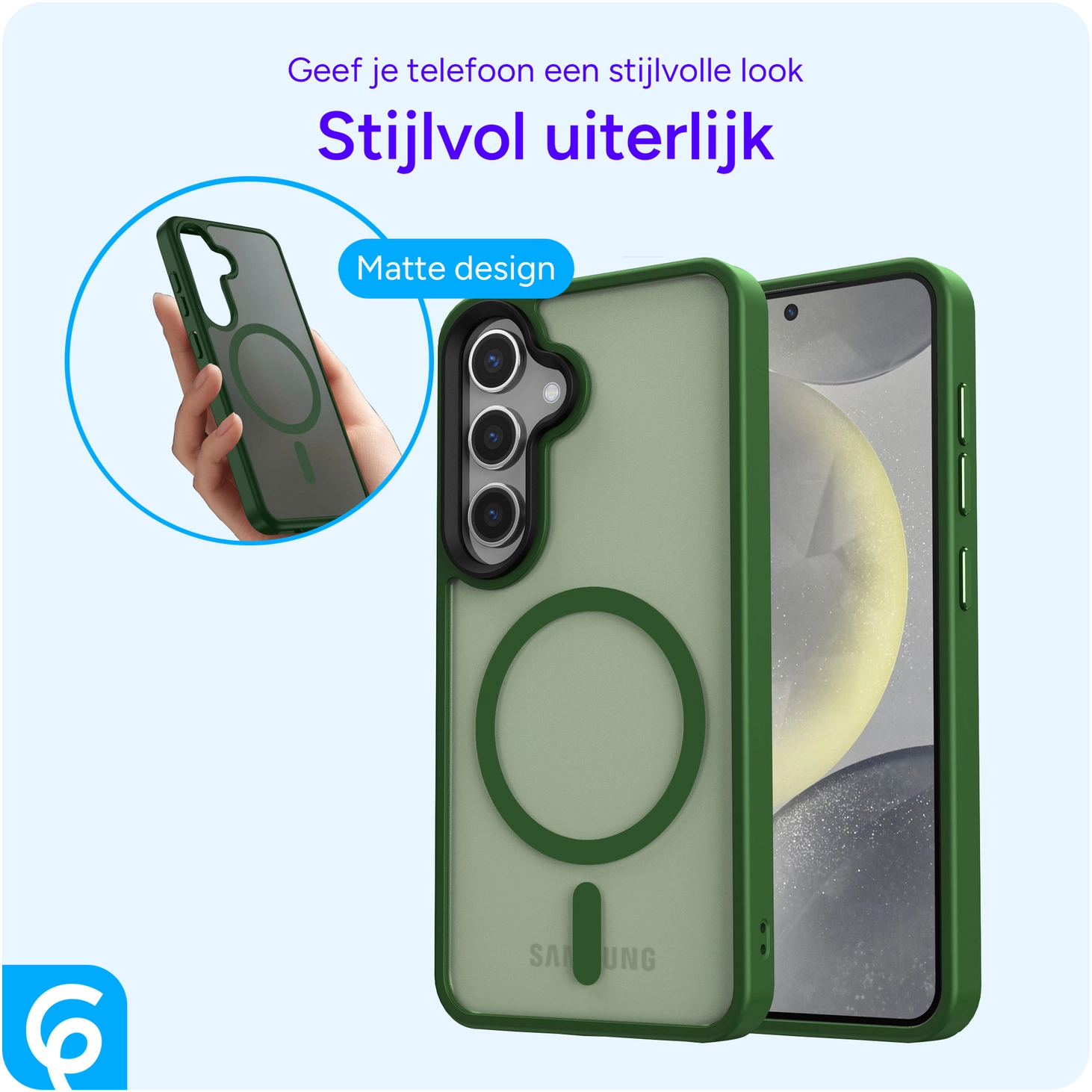 Samsung Galaxy S25 Plus Hoesje met MagSafe / Qi2 Back Cover Matte Groen afbeelding 2