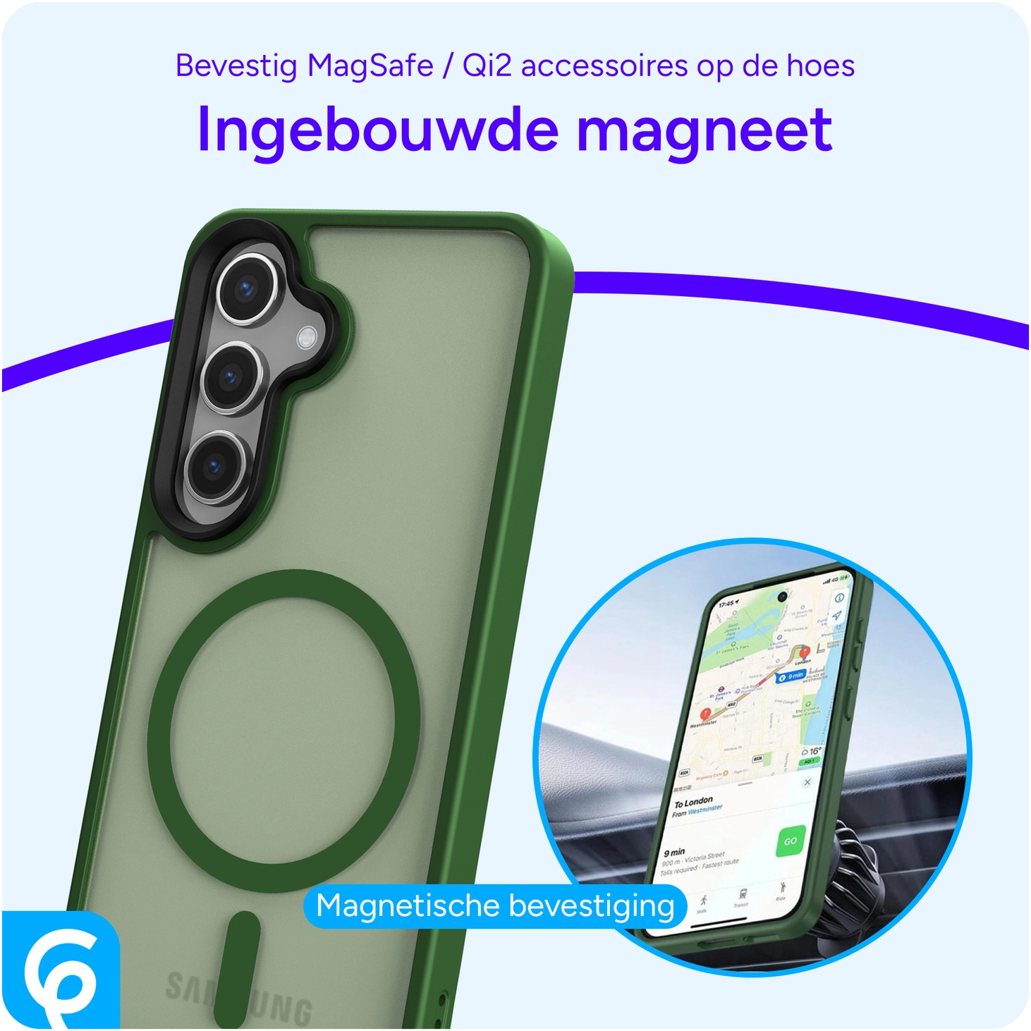 Samsung Galaxy S25 Plus Hoesje met MagSafe / Qi2 Back Cover Matte Groen afbeelding 8