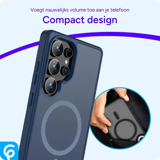 Samsung Galaxy S25 Ultra Hoesje met MagSafe / Qi2 Back Cover Matte Donker Blauw afbeelding 9