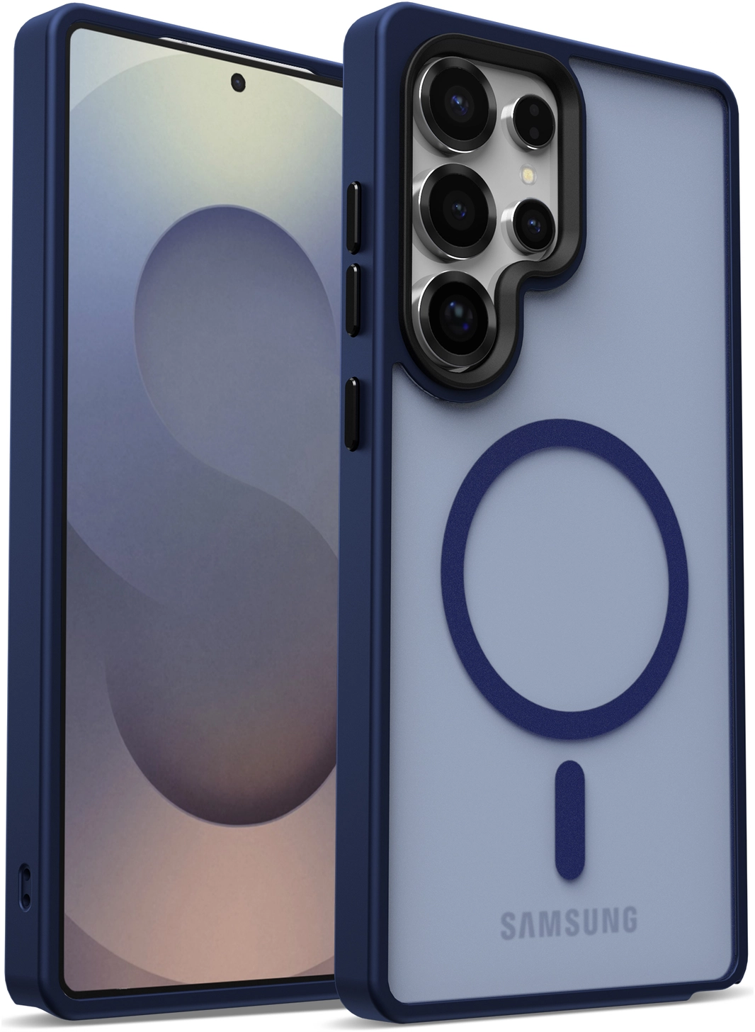Samsung Galaxy S25 Ultra Hoesje met MagSafe / Qi2 Back Cover Matte Donker Blauw afbeelding 14