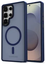 Samsung Galaxy S25 Ultra Hoesje met MagSafe / Qi2 Back Cover Matte Donker Blauw afbeelding