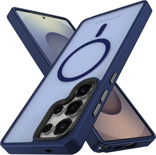 Samsung Galaxy S25 Ultra Hoesje met MagSafe / Qi2 Back Cover Matte Donker Blauw afbeelding 2