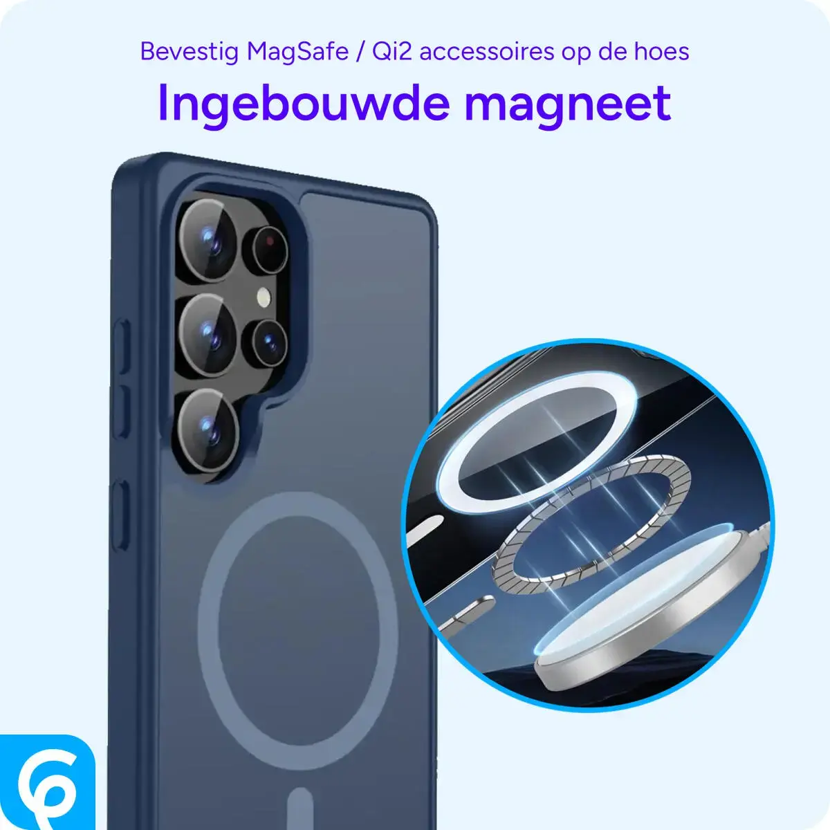 Samsung Galaxy S25 Ultra Hoesje met MagSafe / Qi2 Back Cover Matte Donker Blauw afbeelding 8