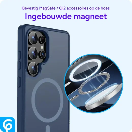 Samsung Galaxy S25 Ultra Hoesje met MagSafe / Qi2 Back Cover Matte Donker Blauw afbeelding 8