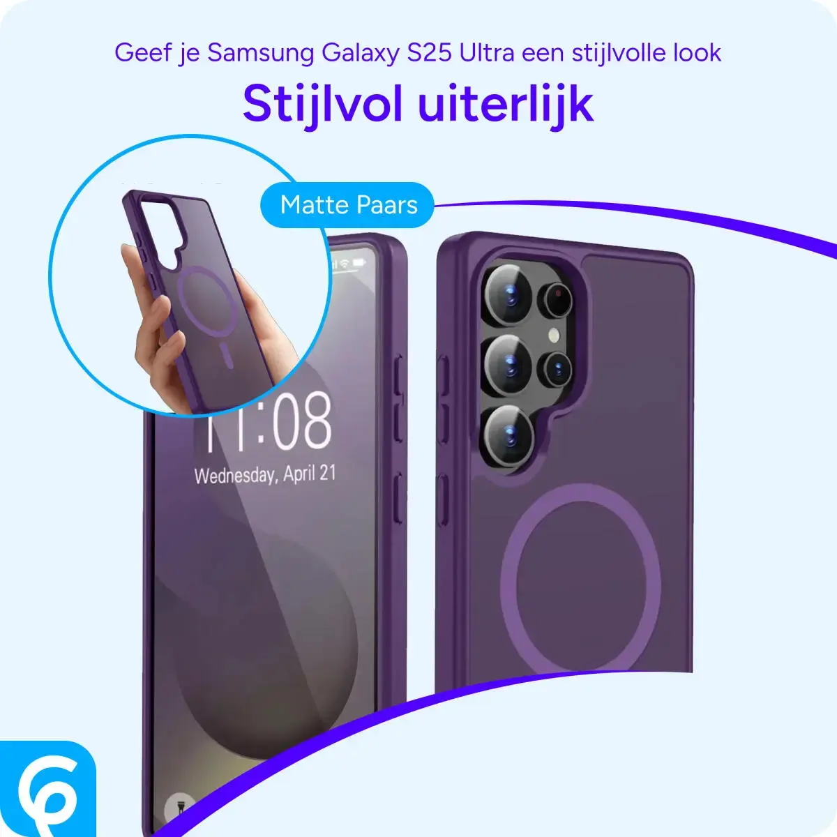 Samsung Galaxy S25 Ultra Hoesje met MagSafe / Qi2 Back Cover Matte Paars afbeelding 4