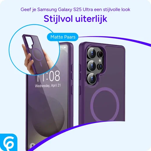 Samsung Galaxy S25 Ultra Hoesje met MagSafe / Qi2 Back Cover Matte Paars afbeelding 4