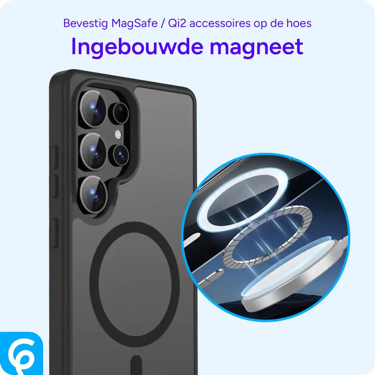 Samsung Galaxy S25 Ultra Hoesje met MagSafe / Qi2 Back Cover Matte Zwart afbeelding 8