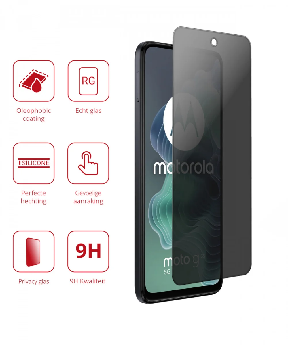 Rosso Motorola Moto G35 9H Tempered Glass Screen Protector Privacy afbeelding 2