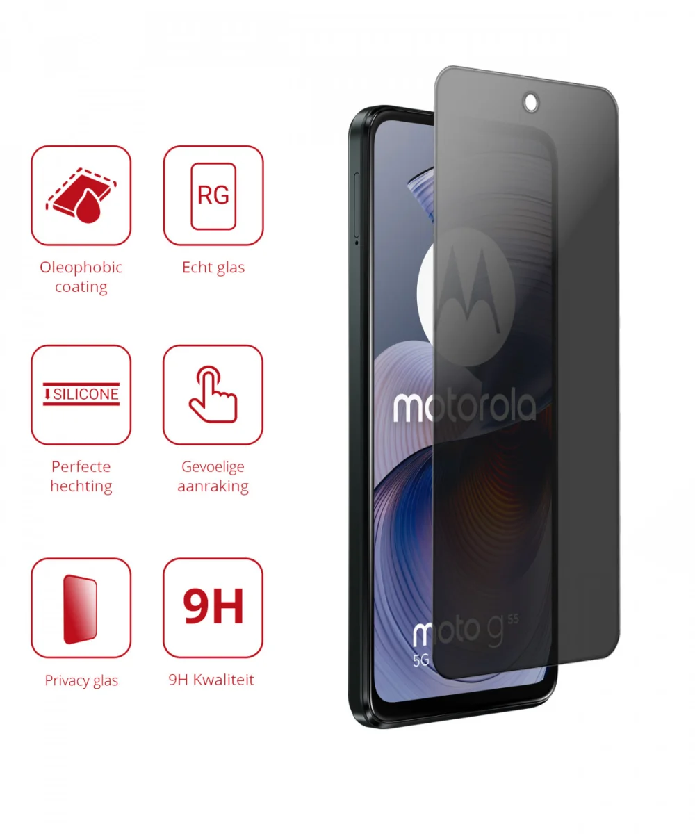 Rosso Motorola Moto G55 9H Tempered Glass Screen Protector Privacy afbeelding 2