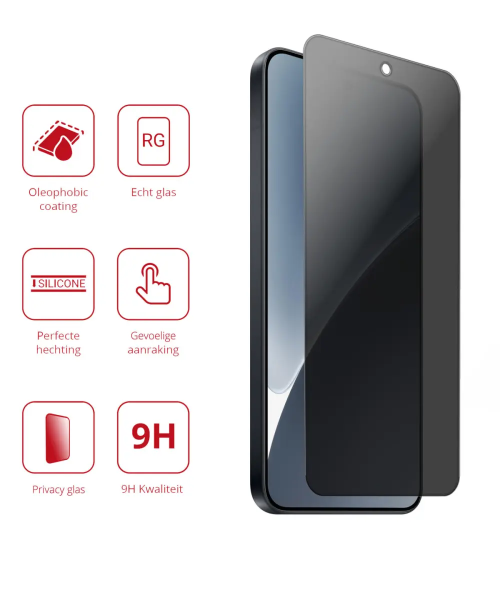 Rosso Xiaomi 15 9H Tempered Glass Screen Protector Privacy afbeelding 2