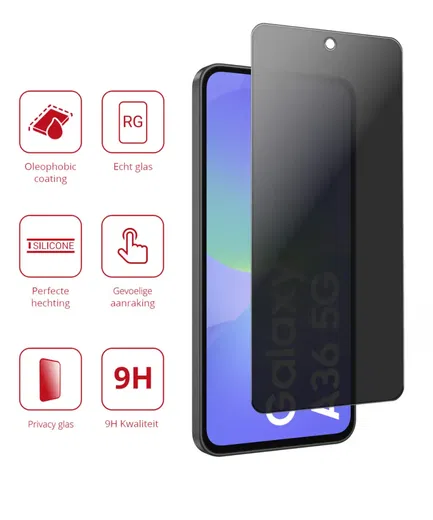 Rosso Samsung Galaxy A36 9H Tempered Glass Screen Protector Privacy afbeelding 2