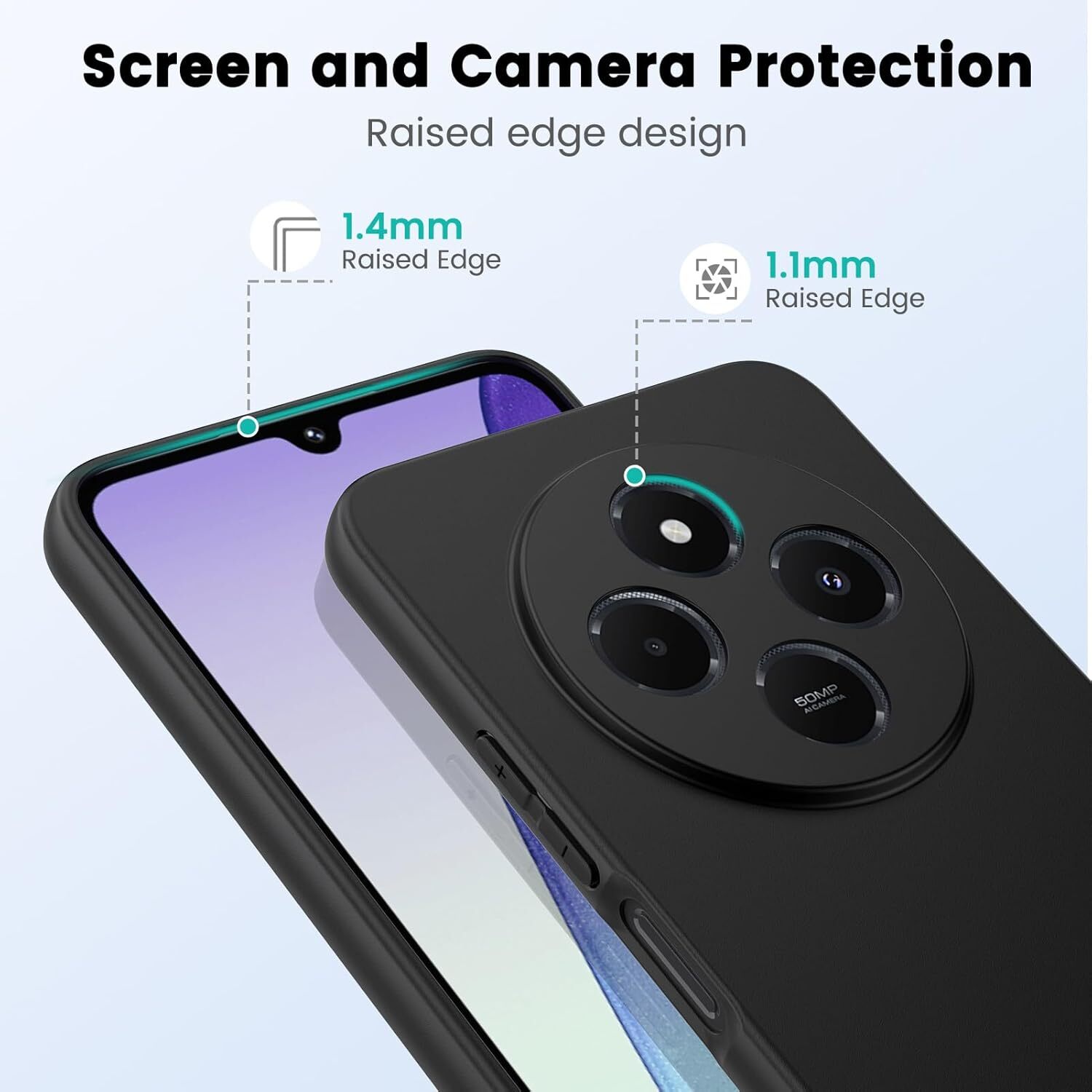 Xiaomi Redmi 14C Hoesje Dun TPU Back Cover Matte Zwart afbeelding 3