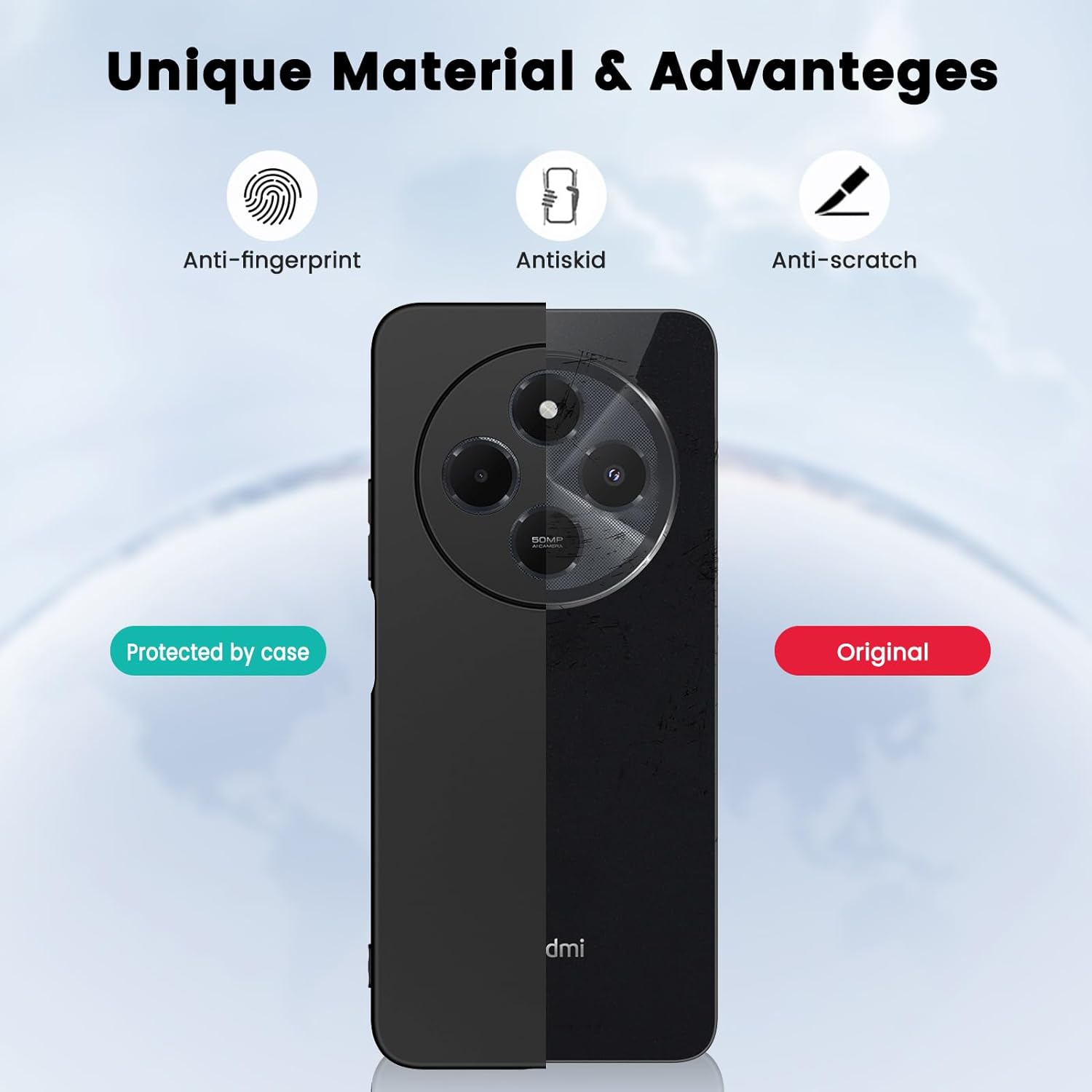 Xiaomi Redmi 14C Hoesje Dun TPU Back Cover Matte Zwart afbeelding 7