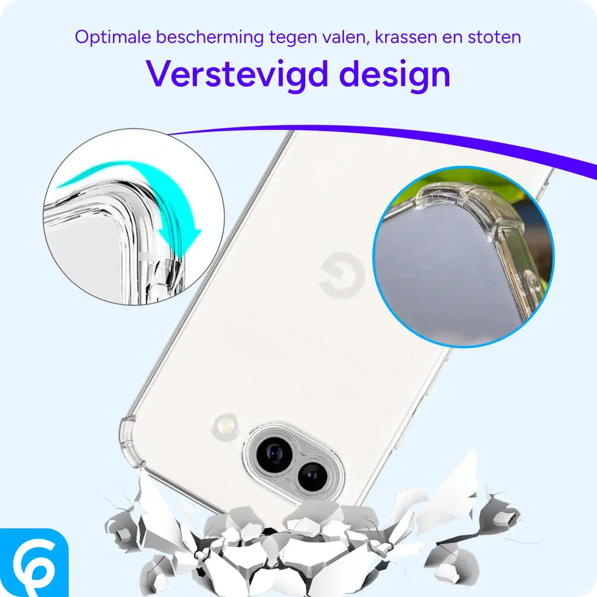 Google Pixel 9a Hoesje Schokbestendig en Dun TPU Back Cover Transparant afbeelding 2