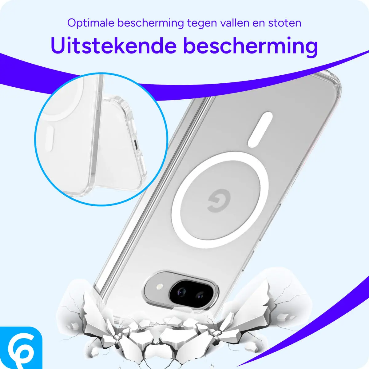 Google Pixel 9a Hoesje Hard Back Cover met MagSafe Transparant afbeelding 3