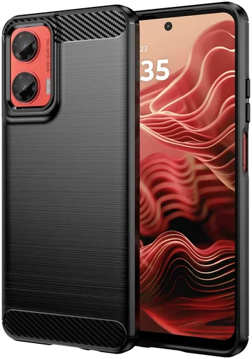 Motorola Moto G35 Hoesje Geborsteld TPU Flexibele Back Cover Zwart afbeelding 1