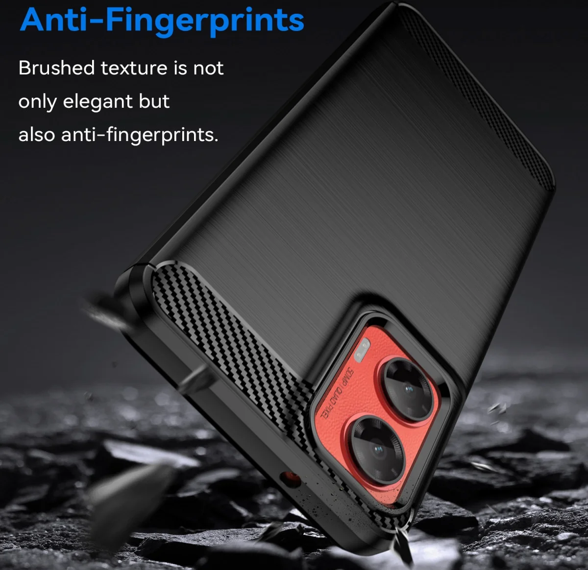 Motorola Moto G35 Hoesje Geborsteld TPU Flexibele Back Cover Zwart afbeelding 2
