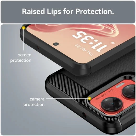 Motorola Moto G35 Hoesje Geborsteld TPU Flexibele Back Cover Zwart afbeelding 6