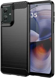 Motorola Moto G55 Hoesje Geborsteld TPU Flexibele Back Cover Zwart afbeelding