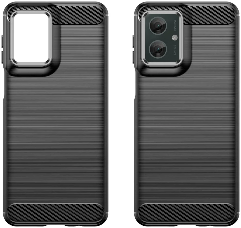 Motorola Moto G55 Hoesje Geborsteld TPU Flexibele Back Cover Zwart afbeelding 2