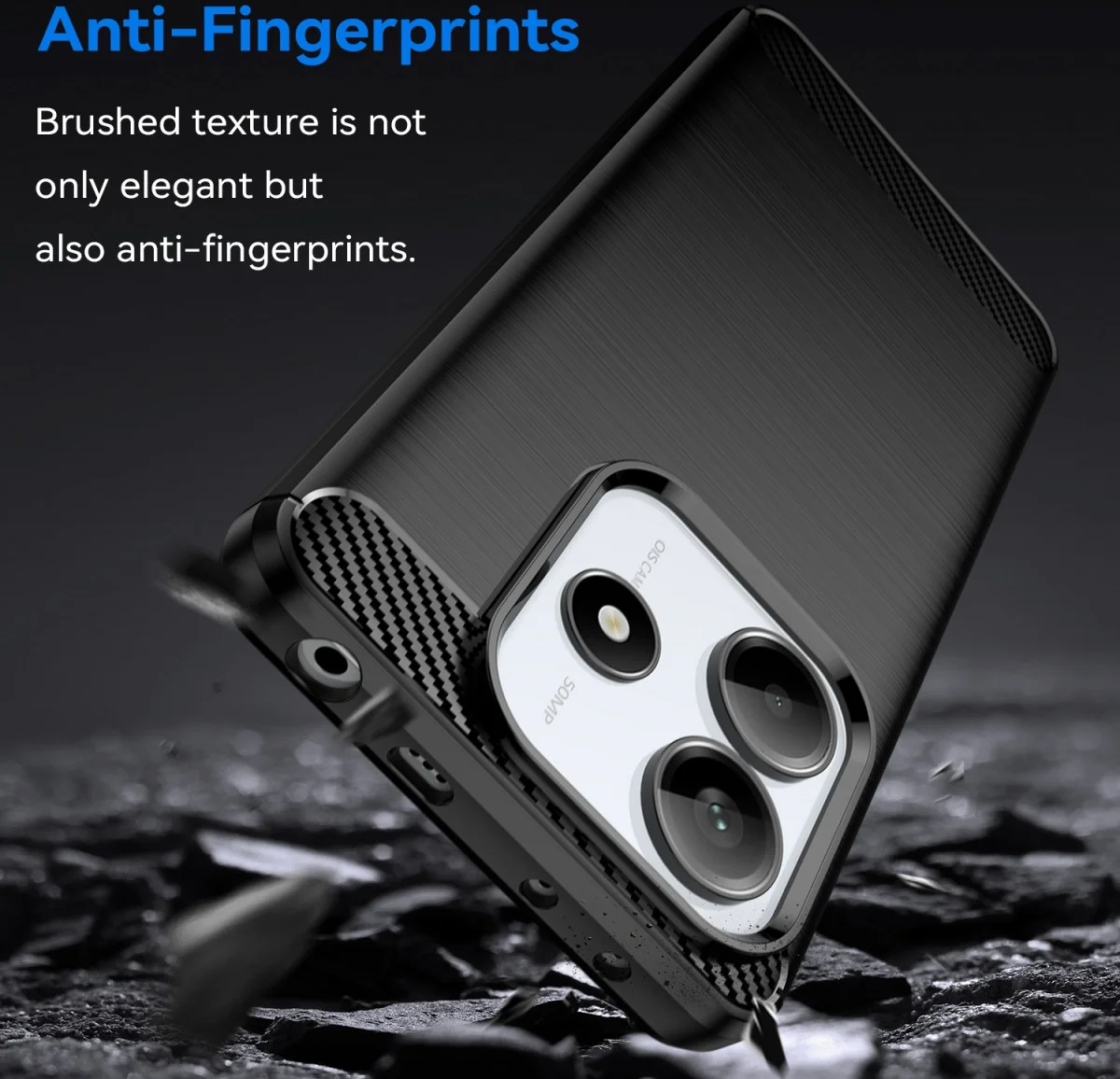 Xiaomi Redmi Note 14 4G Hoesje Geborsteld TPU Flexibele Back Cover Zwart afbeelding 4
