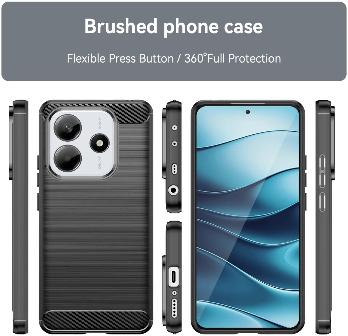 Xiaomi Redmi Note 14 4G Hoesje Geborsteld TPU Flexibele Back Cover Zwart afbeelding 8