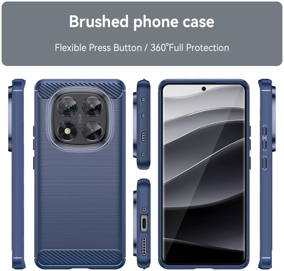 Xiaomi Poco X7 / Redmi Note 14 Pro 5G Hoesje Geborsteld TPU Back Cover Blauw afbeelding 4