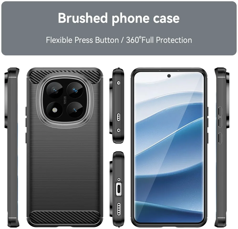 Xiaomi Redmi Note 14 Pro+ Hoesje Geborsteld TPU Flexibele Back Cover Zwart afbeelding 2