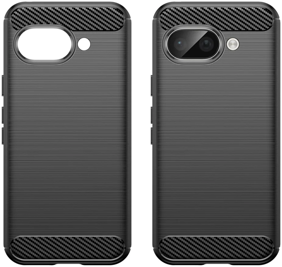 Google Pixel 9a Hoesje Geborsteld TPU Flexibele Back Cover Zwart afbeelding 2
