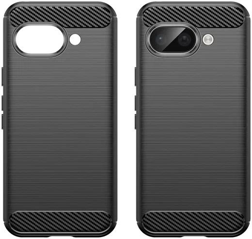 Google Pixel 9a Hoesje Geborsteld TPU Flexibele Back Cover Zwart afbeelding 2