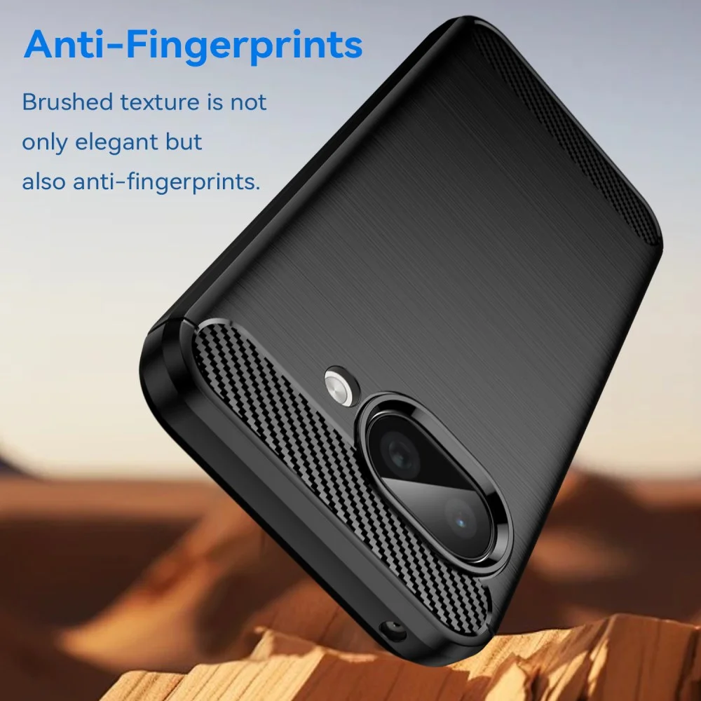 Google Pixel 9a Hoesje Geborsteld TPU Flexibele Back Cover Zwart afbeelding 5